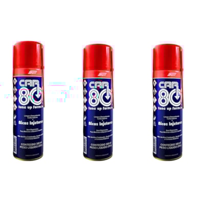 03 UN DESCARBONIZANTE CAR80 SPRAY LIMPA BICO E CARBURADORES 300ML