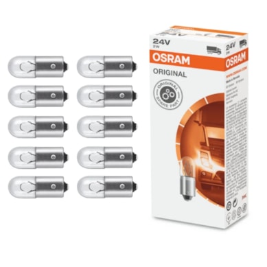 10 LÂMPADAS PINGUINHO OSRAM - 24V 2W LUZ DE FREIO NEBLINA MARCHA RÉ OS3797
