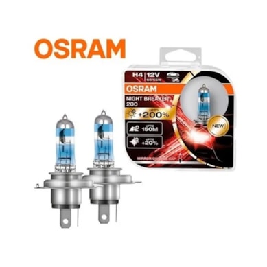 2 LÂMPADAS H4 NIGHT BREAKER 200% + LUZ 60/55W 3900K OSRAM