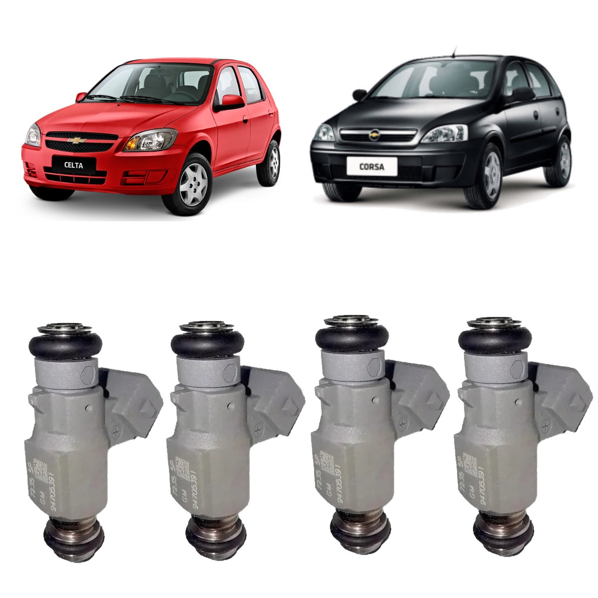4X BICO INJETOR CELTA CORSA PRISMA 1.0 8V FLEX VHCE 94705391 - WS