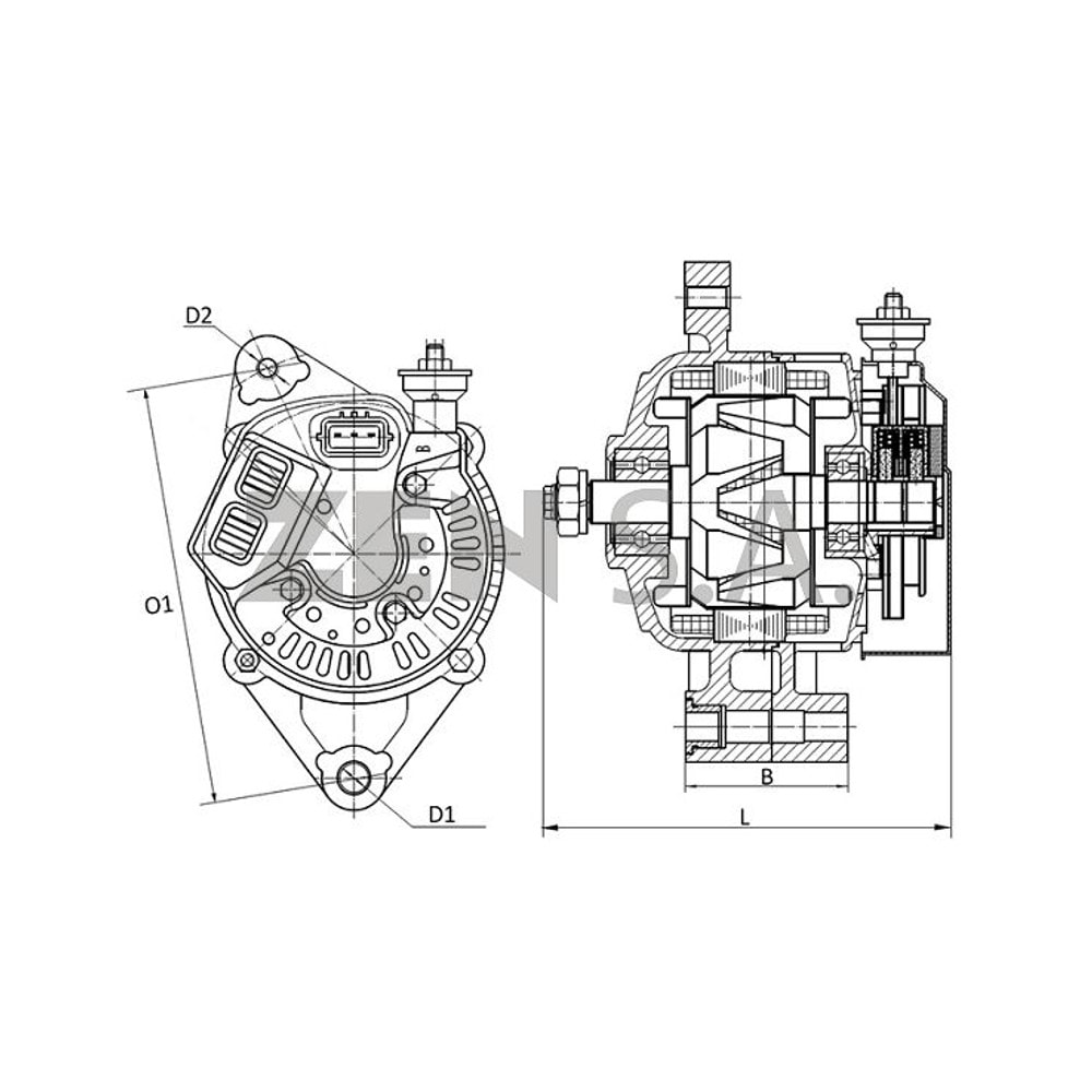 ALTERNADOR - TOYOTA EMPILHADEIRA 1998 À 2002 ZEN - 44008 - WS PARTS