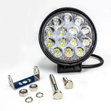 FAROL MILHA AUXILIAR OFF-ROAD 14 LEDS 42W REDONDO 6000K