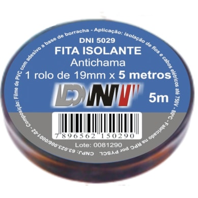 FITA ISOLANTE EM PVC ANTICHAMA – PRETO – 5MTS DNI5029