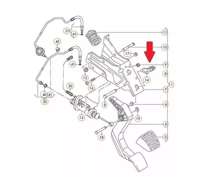 INTERRUPTOR PEDAL EMBREAGEM AMAROK BORA FOX GOL GOLF POLO UP