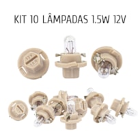 KIT 10 LÂMPADAS C/ SOQUETE PAINEL TACÔMETRO 1,5W 12V 2752MF