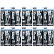 KIT 10 SILICONE ACÉTICO PRETO ALTA TEMPERATURA 50G