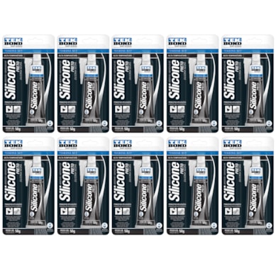 KIT 10 SILICONE ACÉTICO PRETO ALTA TEMPERATURA 50G