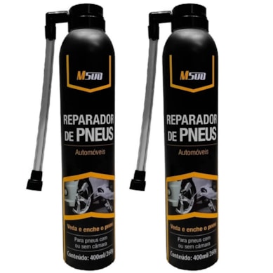 KIT 2 REPARADOR DE PNEUS AUTOMOVEL VEDA E ENCHE M500 400ML