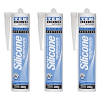 KIT 3 SILICONE ACÉTICO TEKBOND TRANSPARENTE 280G P VEDAÇÃO
