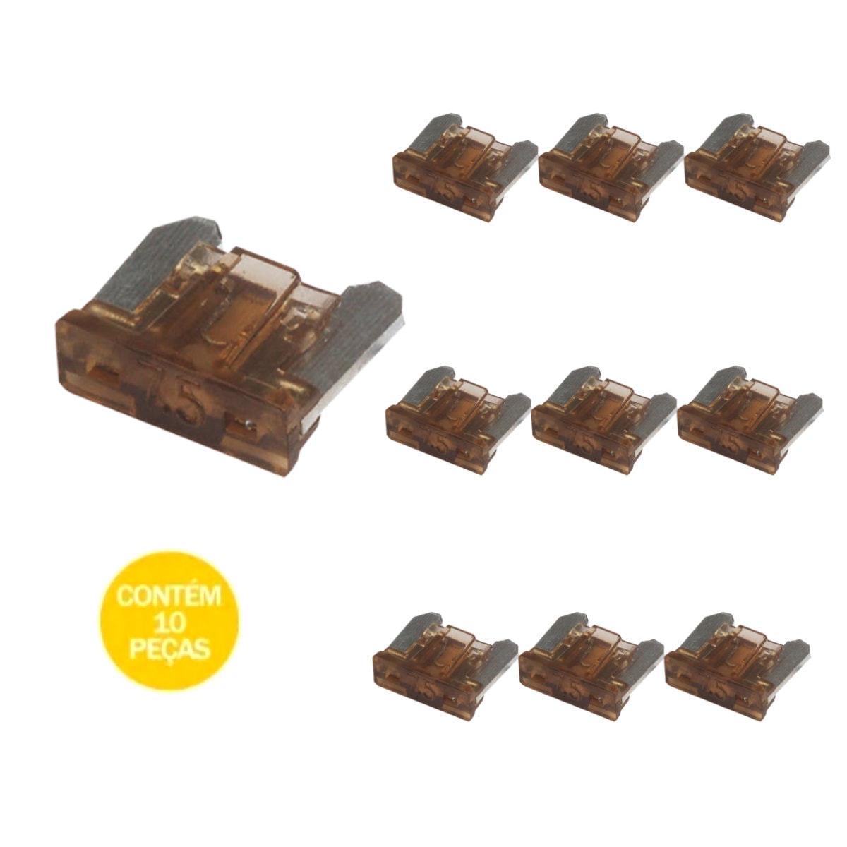 KIT COM 10 FUSÍVEL MINI LÂMINA MARROM 7,5 AMPERE AMS17507 - WS PARTS