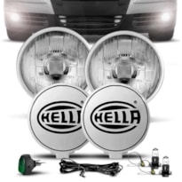 KIT FAROL MILHA UNIVERSAL COM LAMPADA H3 12V 55W HELLA 500
