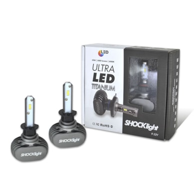 KIT LAMPADA H1 ULTRA LED BRANCA TITANIUM 10000L EFEITO XENON