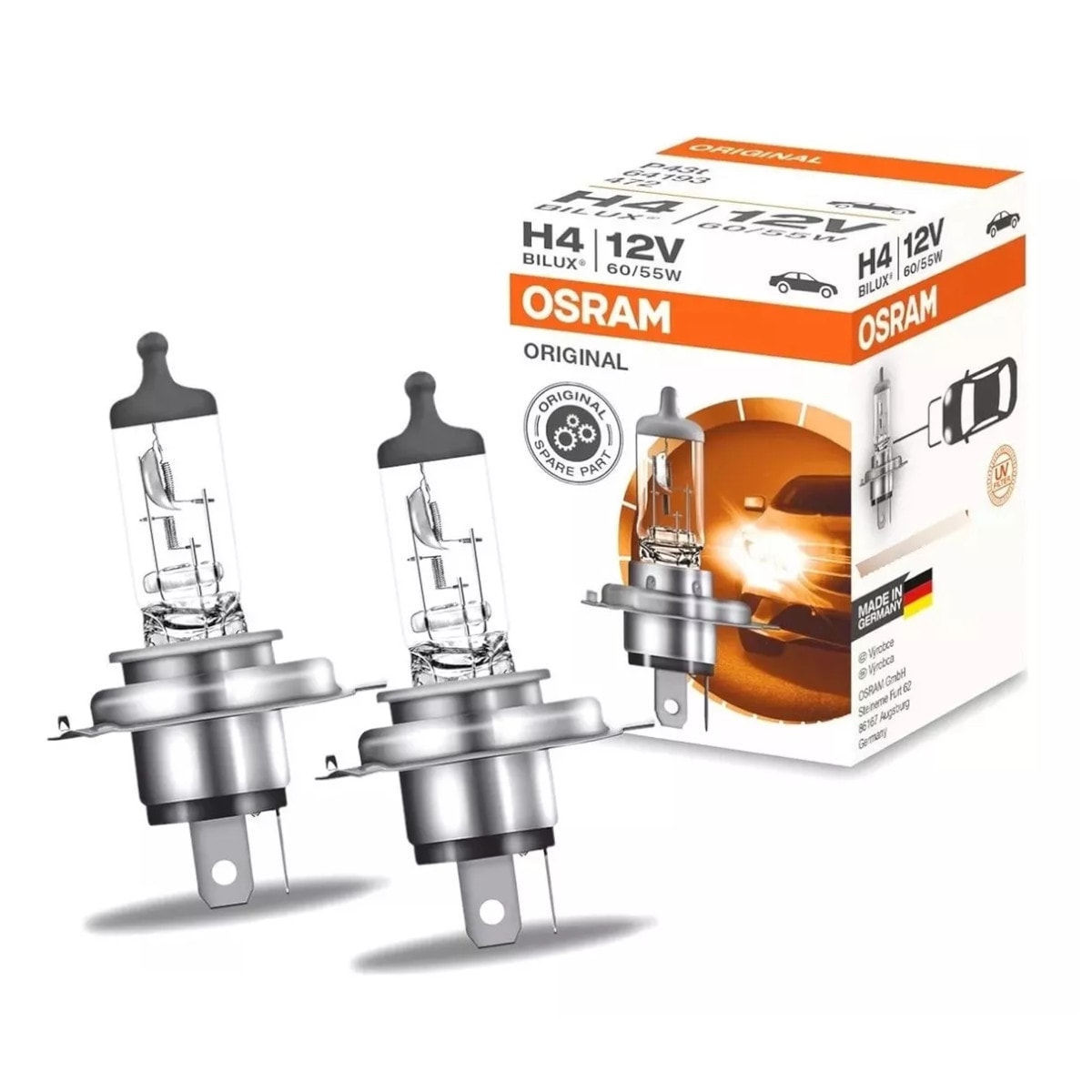 KIT PAR LÂMPADAS H4 OSRAM BILUX FAROL 12V 60/55W KIT2