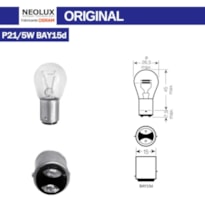 LÂMPADA 12V 21/5W PINGUINHO NEOLUX - NE380