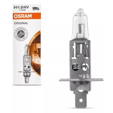 LÂMPADA HALÓGENA OSRAM STANDARD H1 3200K 70W 24V CAMINHÃO
