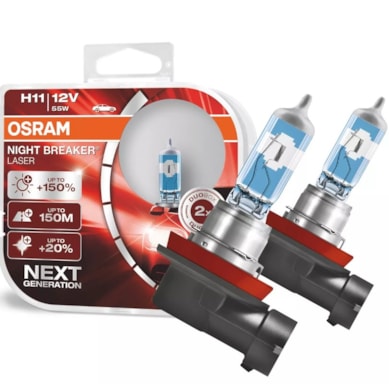 LÂMPADA OSRAM NIGHT BREAKER LASER H11 PAR FAROL 150% + LUZ