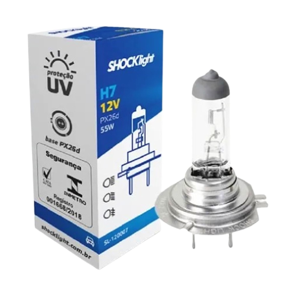 LÂMPADA STANDART H7 12V 55W PX26D - SHOCK LIGHT - SL120007 - WS PARTS
