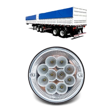 LANTERNA TRASEIRA RÉ CARRETA RANDON 10 LEDS CRISTAL BIVOLT