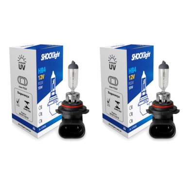 PAR DE LÂMPADAS DO FAROL HALOGENA SHOCK LIGHT - HB4 55W P22D 12V