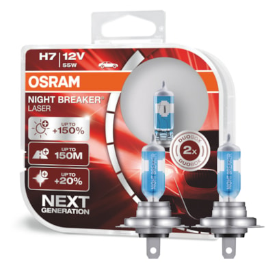 PAR LAMPADA H7 OSRAM NIGHT BREAKER LASER 150%+LUZ LANÇAMENTO