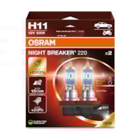 PAR LÂMPADA OSRAM NIGHT BREAKER 220 H11 55W 12V + 220% LUZ