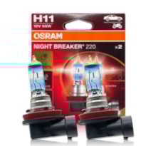 PAR LÂMPADA OSRAM NIGHT BREAKER 220 H11 55W 12V + 220% LUZ