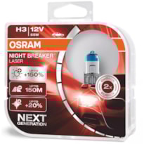 PAR LÂMPADAS OSRAM NIGHT BREAKER LASER H3 FAROL DE MILHA 150%+LUZ