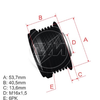 POLIA RODA LIVRE ALTERNADOR GM CRUZE - ZM - 9600302