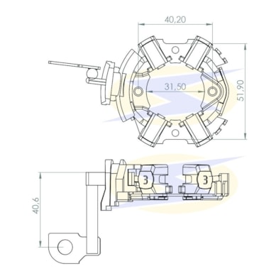 PORTA ESCOVA DO MOTOR DE PARTIDA 12V UNIFAP - UF - 1.272/4 - WS PARTS