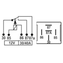 RELÉ AUXILIAR 5 TERMINAIS C/ SUPORTE 12V 30/40A - TRA116213