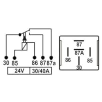 RELÉ AUXILIAR 5 TERMINAIS S/ SUPORTE 24V 30/40A - TRA215215