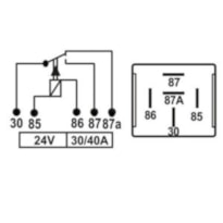 RELE AUXILIAR C/ SUPORTE 5 TERMINAIS 30A 24V - TRA216211