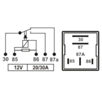 RELE MINI AUXILIAR 5 TERMINAIS 12V 20/30A - TRA300126