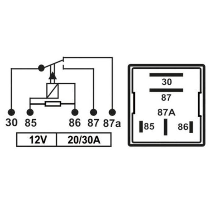 Relais Inverseur WEHRLE 12V 20/30A – Avec Languette Et Résistance, Compatible De Nombreuses Références
