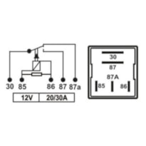 RELE MINI AUXILIAR 5 TERMINAIS 12V 20/30A - TRA300134