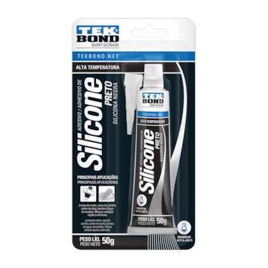 SILICONE ACÉTICO PRETO ALTA TEMPERATURA 50G - TEKBOND