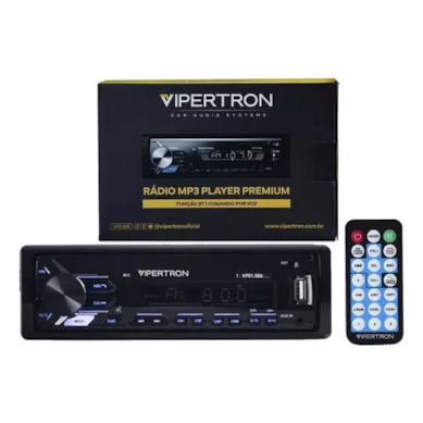 SOM AUTOMOTIVO TIGER AUTO VIPERTRON USB/BLUETOOTH COM LED (VP01006)