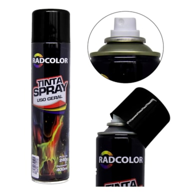 TINTA SPRAY PRETO BRILHANTE USO GERAL 400 ML RADNAQ RC2101