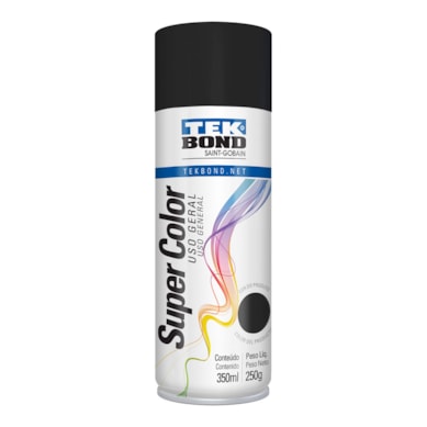 TINTA SPRAY PRETO FOSCO SUPER COLOR USO GERAL 350ML TEKBOND