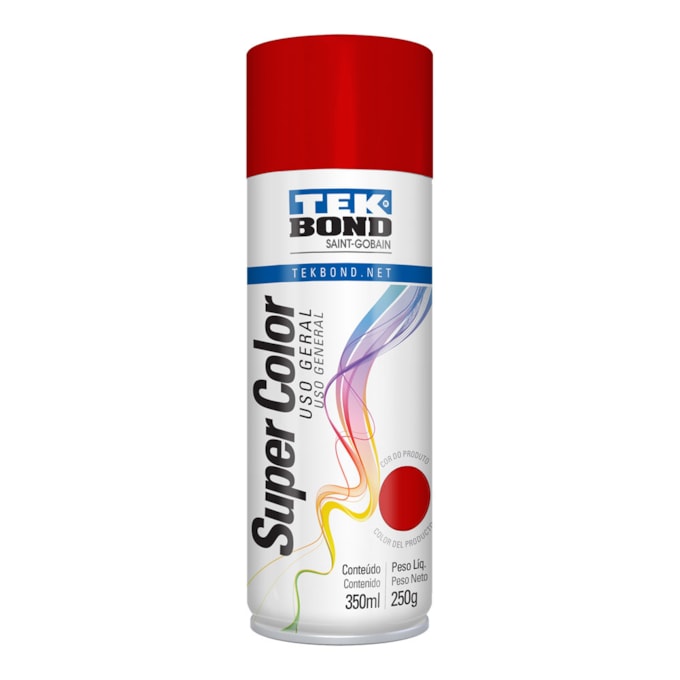 TINTA SPRAY VERMELHO SUPER COLOR USO GERAL 350ML TEKBOND WS PARTS